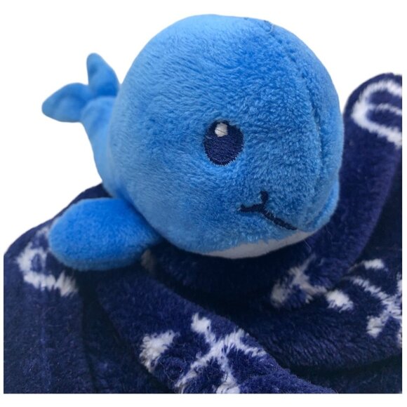 Blue Whale Anchor Lovey Baby Blanket Plush Stuffed Security Support Pet Toy - Picture 1 of 8